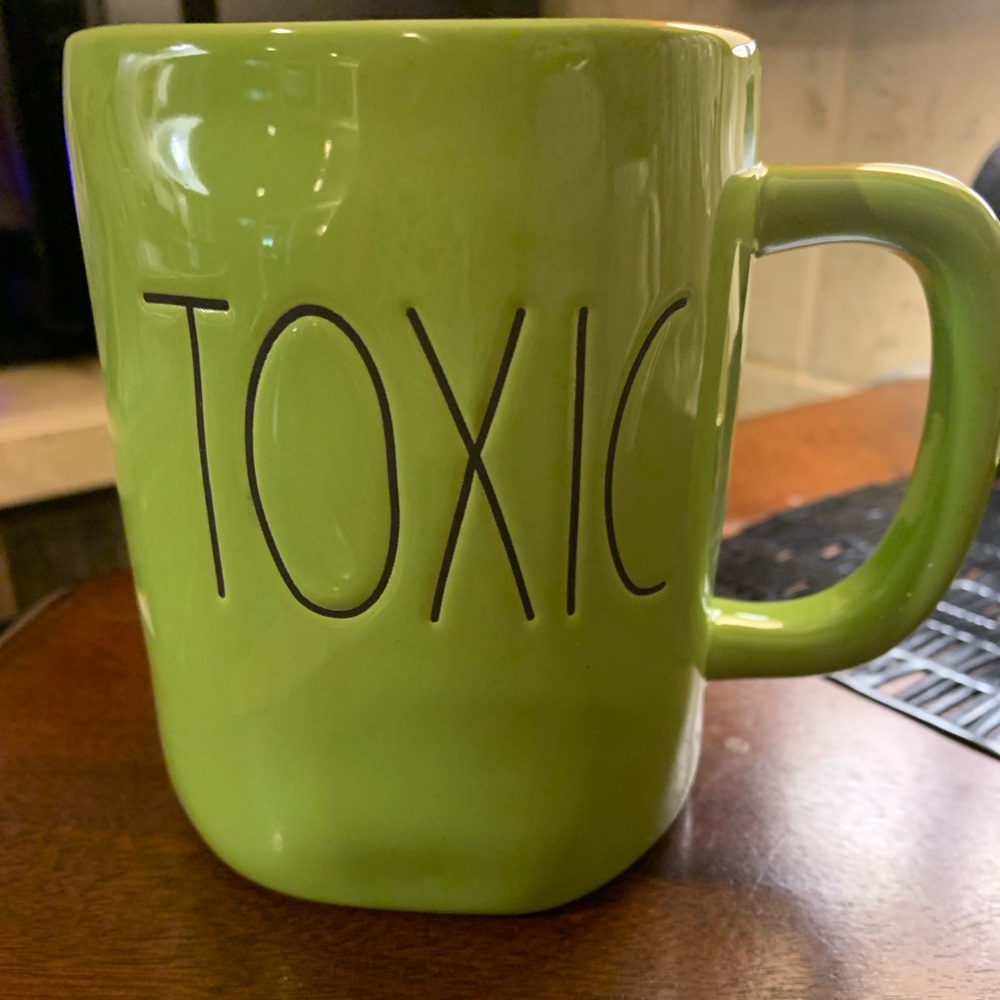 Rae Dunn Green Ceramic Mug with 'TOXIC' Text